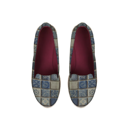 Flaree blue grid Flat Shoes