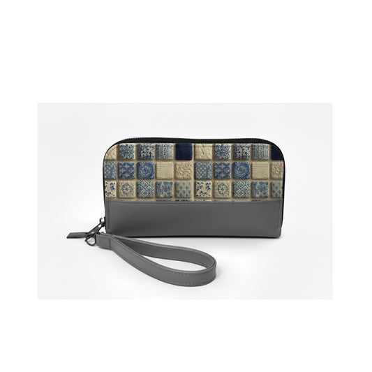 Grey Joyful blue grid  Wallet