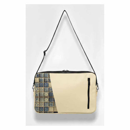 Beige blue grid Edge Laptop Sleeve