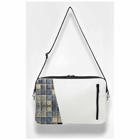 White blue grid Edge Laptop Sleeve