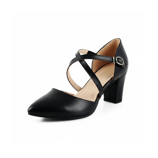 Black Classy Strap Heel