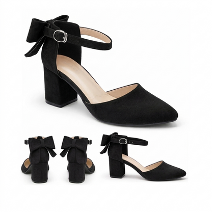 Ruby – Suede Bow Mid Heel