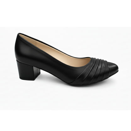 Black Riva Pleated Heel