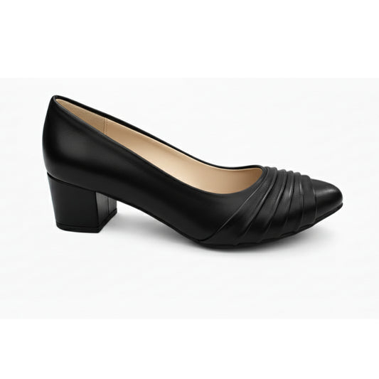 Black Riva Pleated Heel