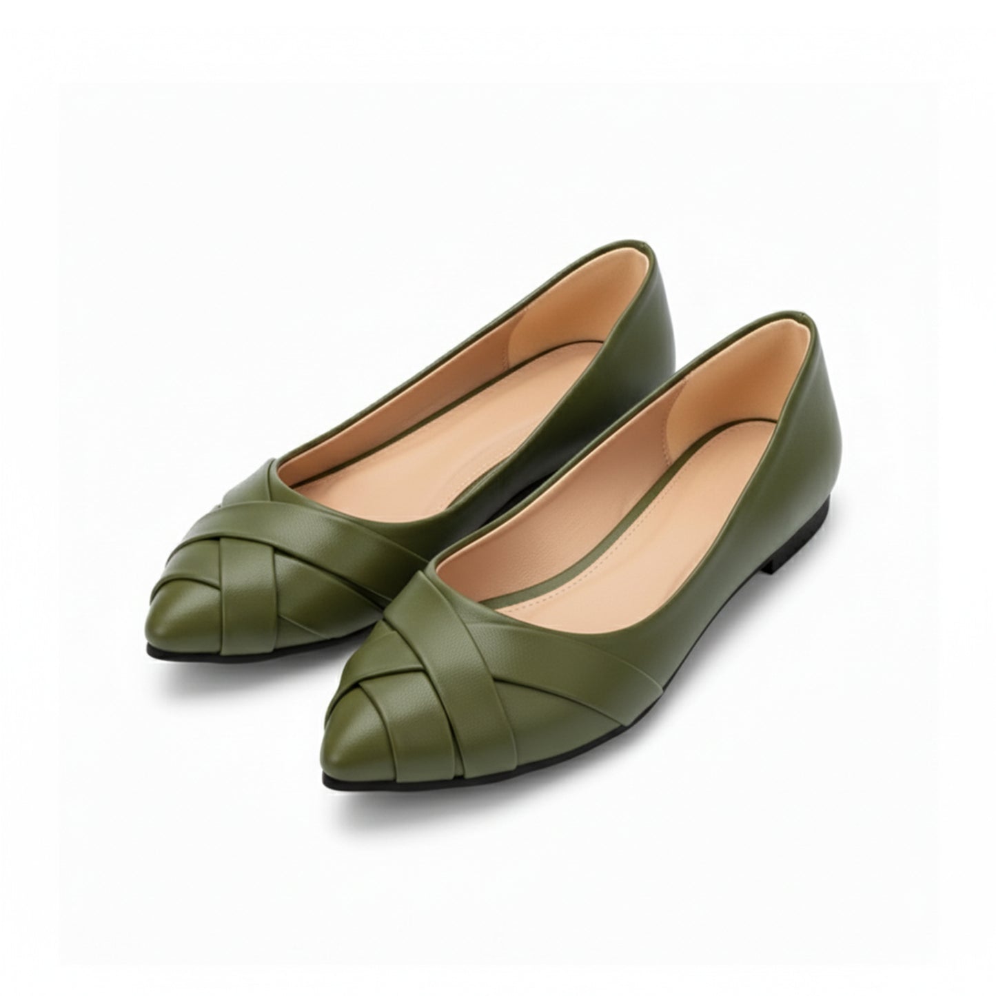 Olive Strips Flat Shoes