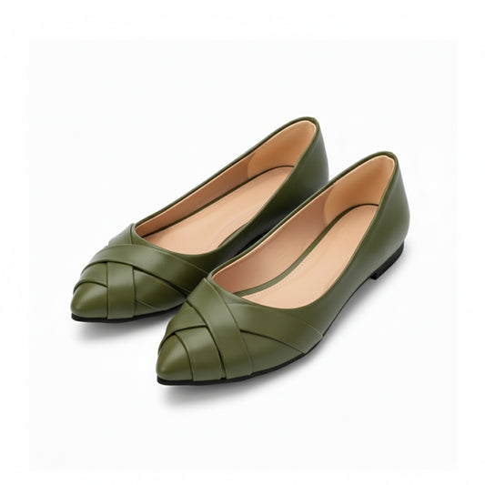 Olive Strips Flat Shoes