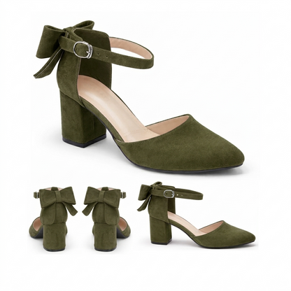 Ruby – Suede Bow Mid Heel