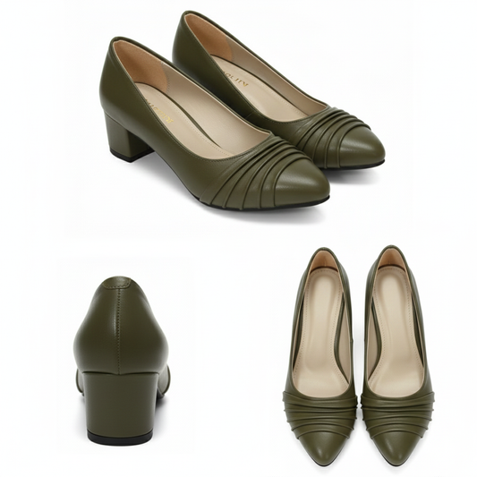 Riva Pleated Low-Heel Shoes | Scarpella