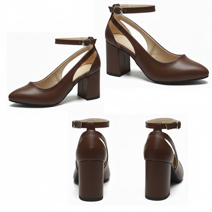 RAYA Block Heel Ankle-Strap Shoes | Scarpella