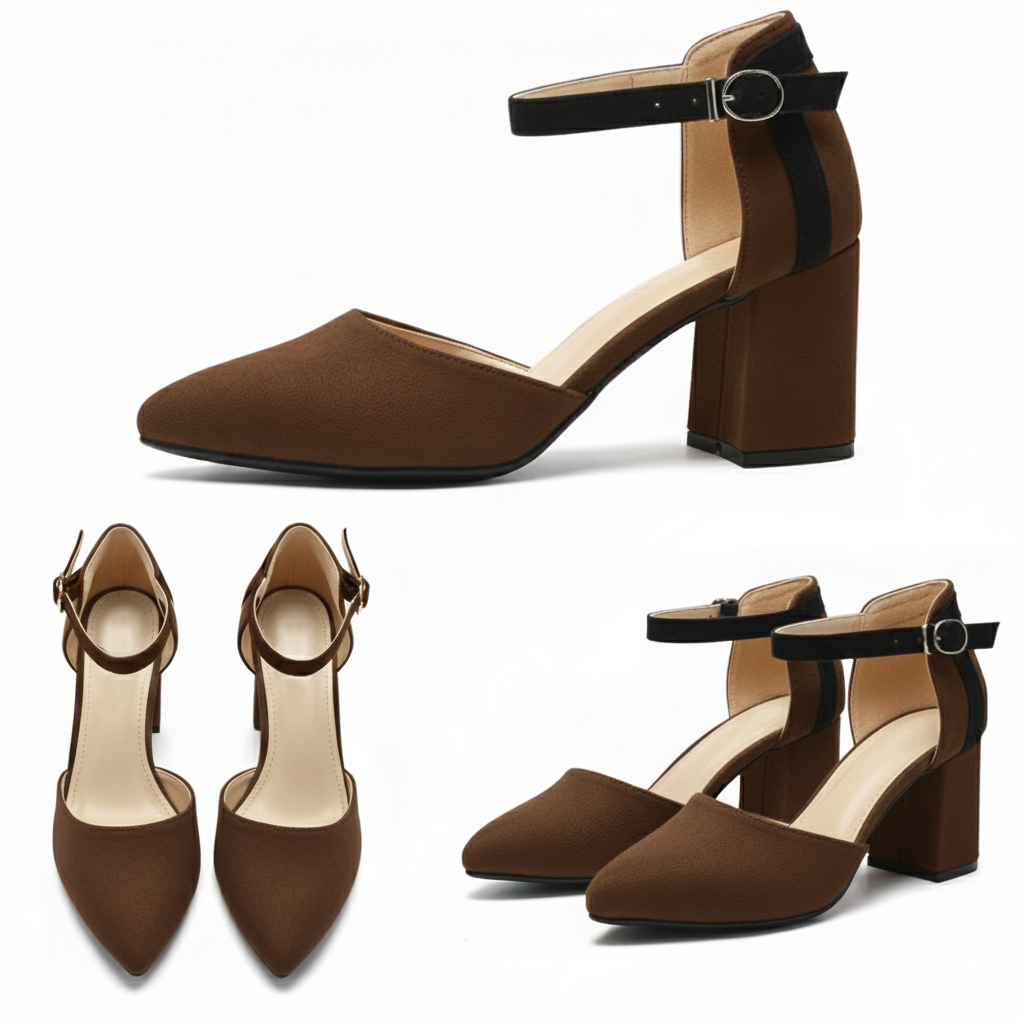 Liza Suede Mid Block Heel Shoes | Scarpella