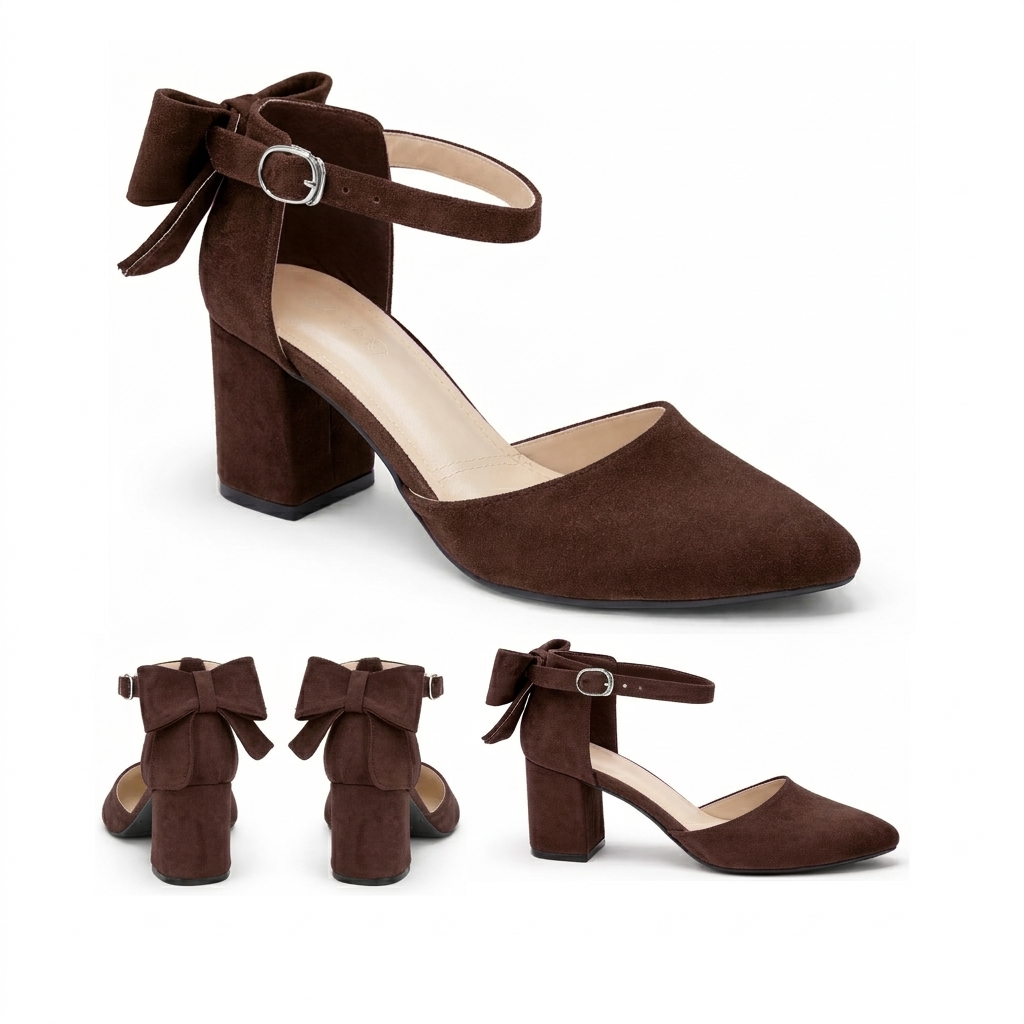 Ruby – Suede Bow Mid Heel