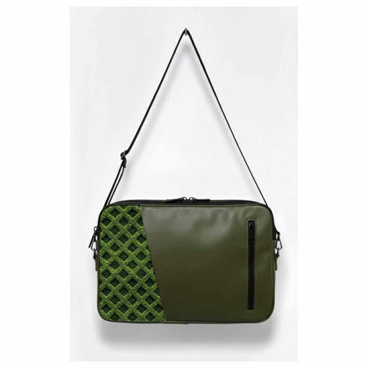Olive green leafy Edge Laptop Sleeve
