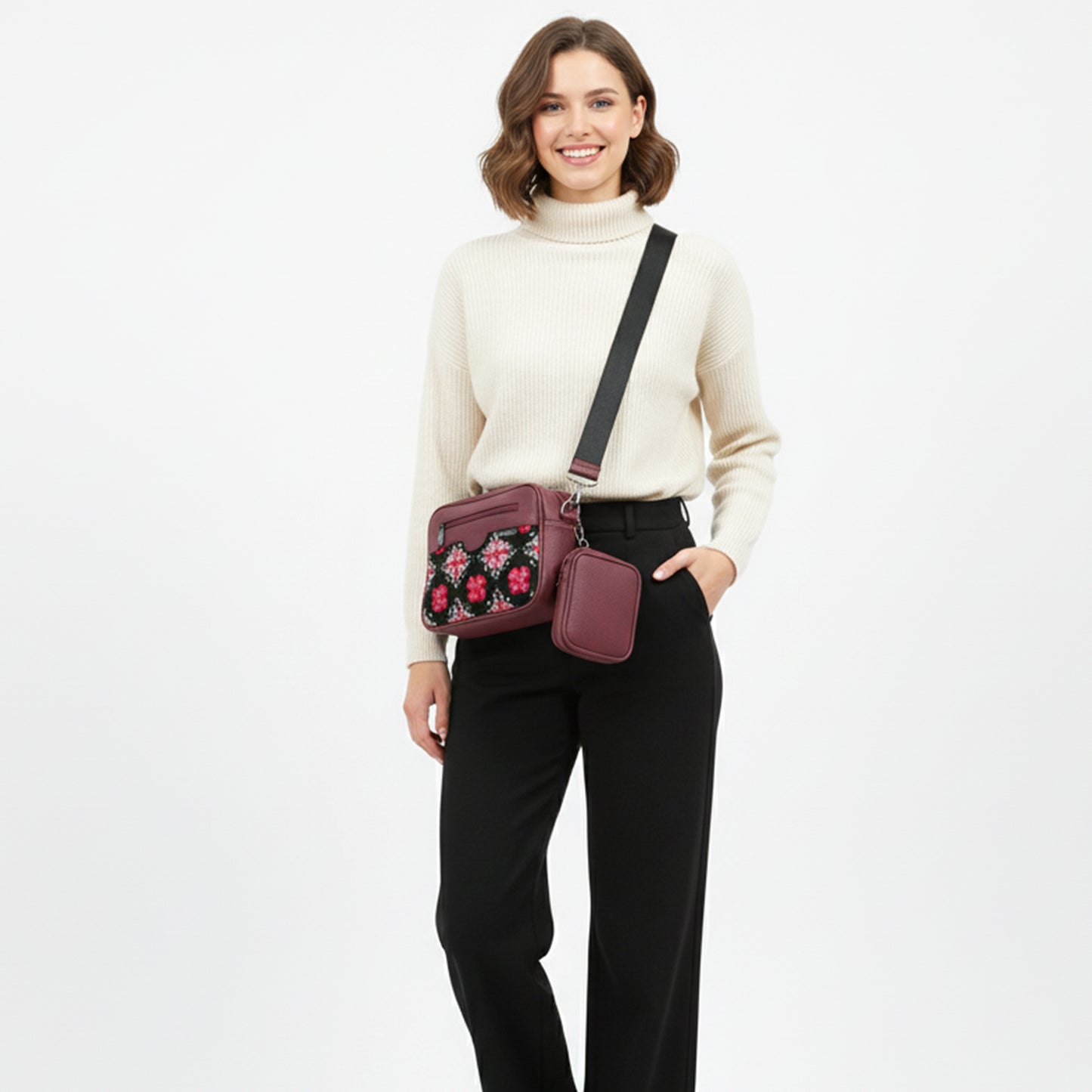 Burgundy  Jasmine happytina Cross bag