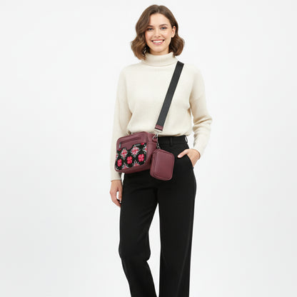 Burgundy  Jasmine happytina Cross bag