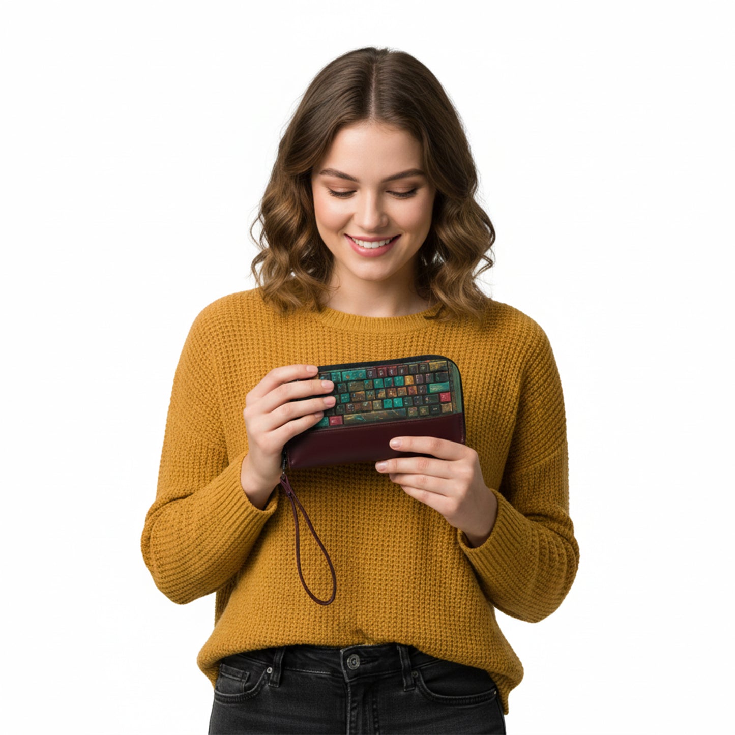 Burgundy Joyful keyboard Wallet