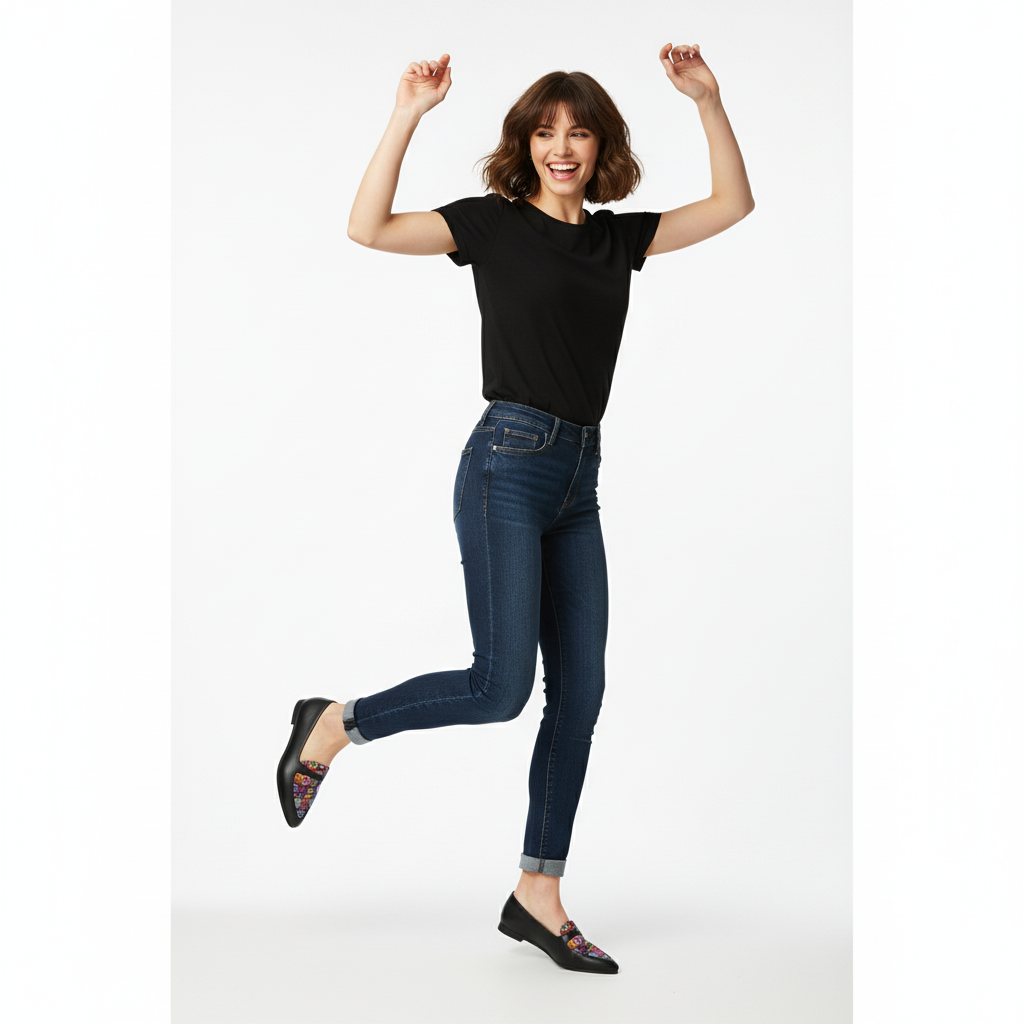 Black Stride mandala Flat Shoes