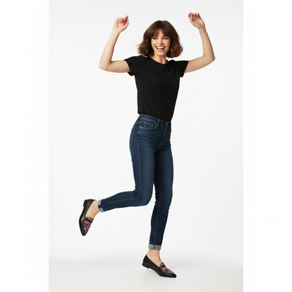 Black Stride mandala Flat Shoes