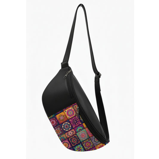 Black mandala Rush Chest Crossbody Bag