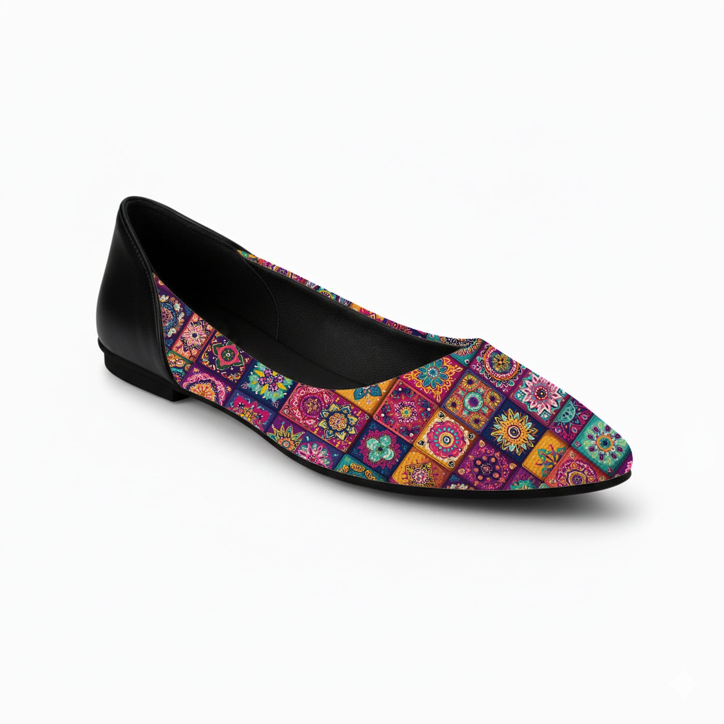 Black AYANA mandala Flat Shoes