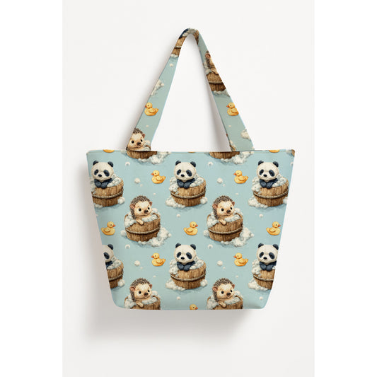 Printed panda Basket Tote Bag