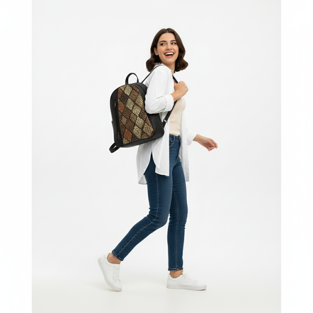 Black VOLT snake Print Backpack