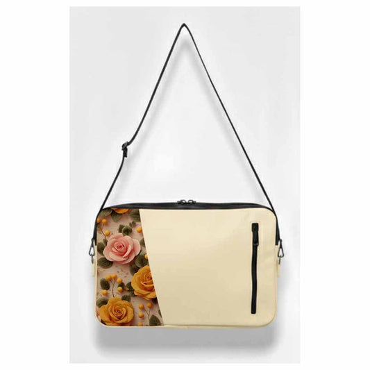 Beige woolen_flower Edge Laptop Sleeve